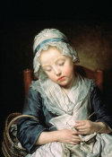 Jean-Baptiste Greuze - Young Knitter Asleep, ca. 1759