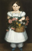 unknown American artist - Girl with Flowers, early to mid-19th century