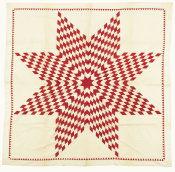 unknown American - Lone Star Quilt Top - Red and White, n.d.