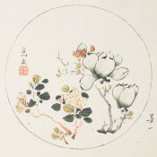 Ten Bamboo Studio - Magnolia and Crabapple flowers in Round Design, 1633 (Ming Dynasty)