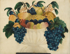unknown American artist - Still Life with Fruit Theorem Painting, ca. 1830