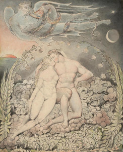 William Blake - Illustration 5 to Milton's "Paradise Lost": Satan Watching the Endearments of Adam and Eve, 1807