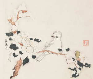 Ten Bamboo Studio - Bird on Camellia Branch in Snow, 1633 (Ming Dynasty)