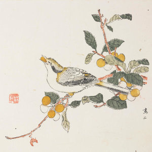 Ten Bamboo Studio - Bird Eating Fruit, 1633 (Ming Dynasty)