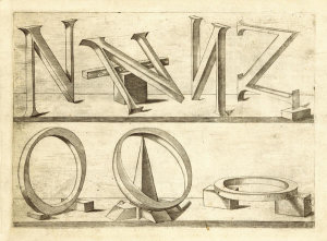 Hans Lencker - Perspectiva Literaria, plate 8: letters N and O, 1567