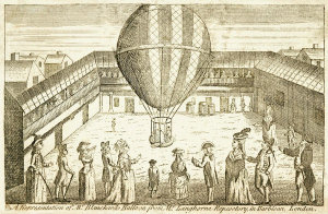 Unknown British engraver - A Representation of Mr. Blanchard's Balloon...in Barbican, London, 179?