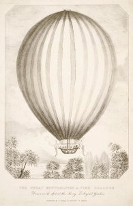 unknown British engraver - The Great Montgolfier or Fire Balloon. Drawn on the Spot at the Surry Zoological Gardens, 1838