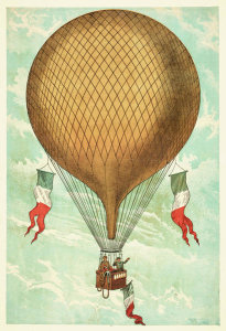 unknown engraver - Air balloon with Italian flags, n.d.