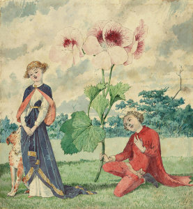 Charles Altamont Doyle - Fairy Prince Presenting a Pelargonium Flower to a Fairy Princess, 19th century