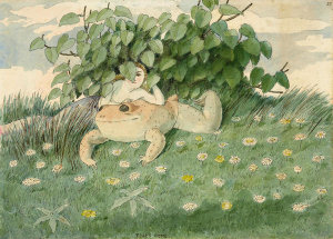 Charles Altamont Doyle - A Fairy Girl Reclining on a Toad Beneath a Small Shrub, 19th century