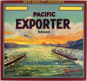 Traung Label Co., San Francisco - Pacific Exporter Brand crate label, ca. 1920–1930