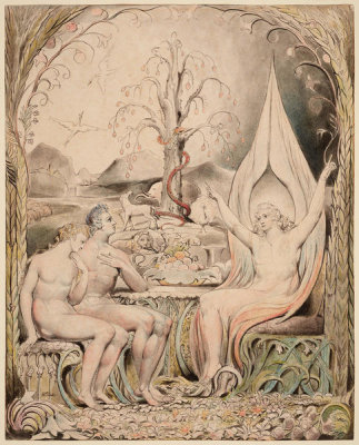 William Blake - Illustration 6 to Milton's "Paradise Lost": Raphael Warns Adam and Eve, 1807