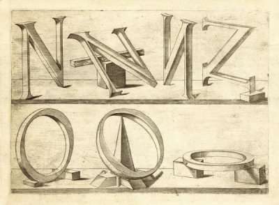Hans Lencker - Perspectiva Literaria, plate 8: letters N and O, 1567