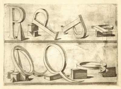 Hans Lencker - Perspectiva Literaria, plate 9: letters P and Q, 1567
