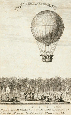 unknown French engraver - Départ de MM. Charles et Robert dans leur Machine Aërostatique, 1783